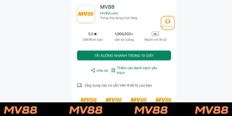 Tải app MV88 để trải nghiệm trên điện thoại