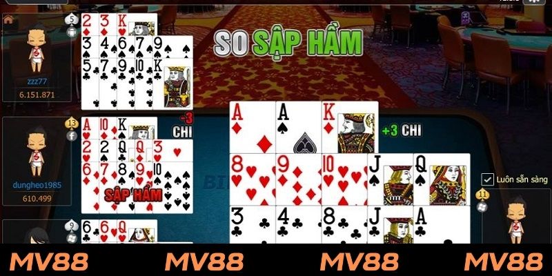 Tính điểm và trả thưởng theo cách chơi bài binh lủng